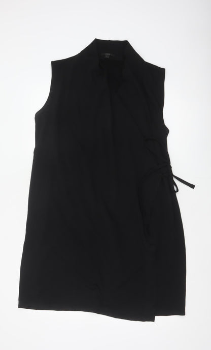 COS Women Black UK 16 Sleeveless Midi Wrap Dress Tie Belt
