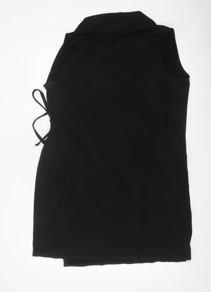 COS Women Black UK 16 Sleeveless Midi Wrap Dress Tie Belt