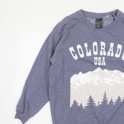H&M Women Grey S Colorado USA Graphic Fleece Sweatshirt Pullover