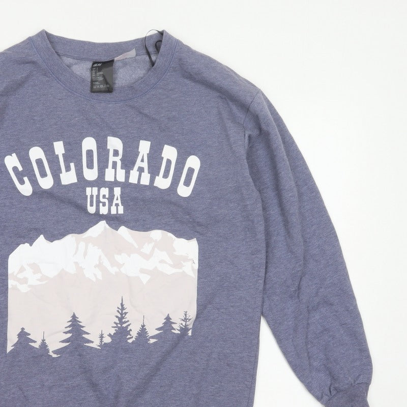 H&M Women Grey S Colorado USA Graphic Fleece Sweatshirt Pullover