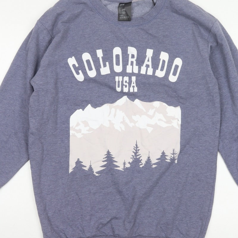 H&M Women Grey S Colorado USA Graphic Fleece Sweatshirt Pullover