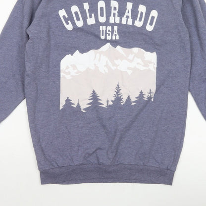 H&M Women Grey S Colorado USA Graphic Fleece Sweatshirt Pullover