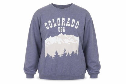 H&M Women Grey S Colorado USA Graphic Fleece Sweatshirt Pullover