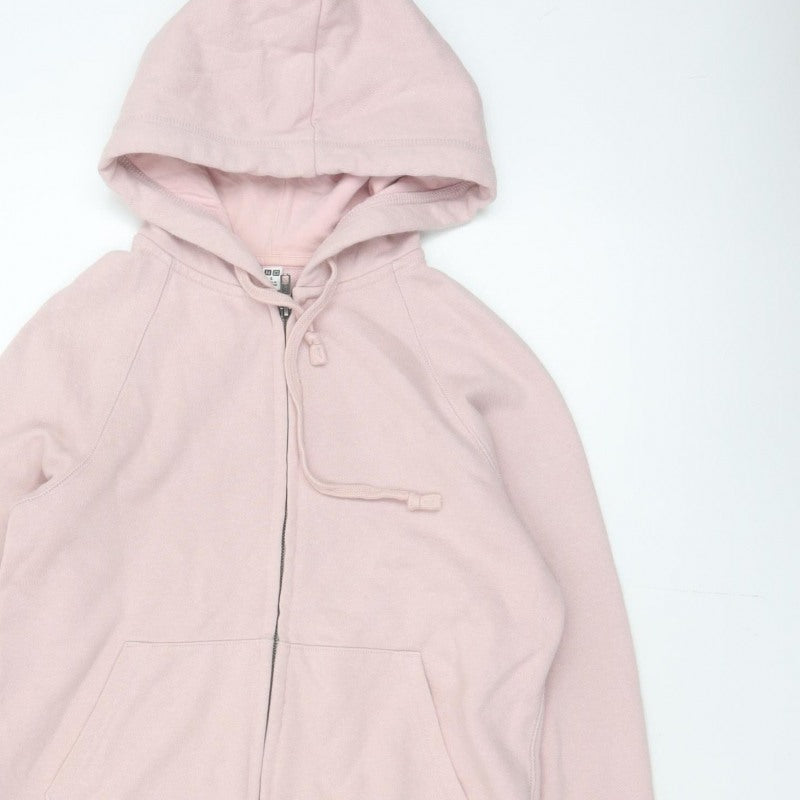 UNIQLO Women Pink S Full Zip Hooded Cotton Blend Hoodie