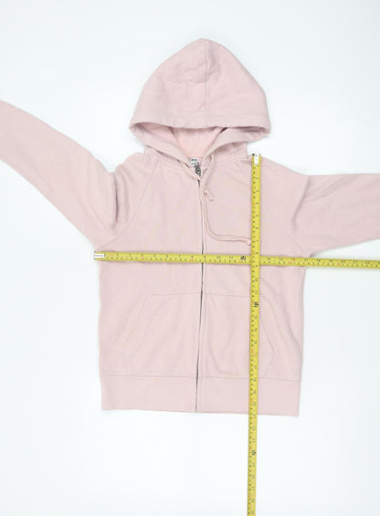 UNIQLO Women Pink S Full Zip Hooded Cotton Blend Hoodie