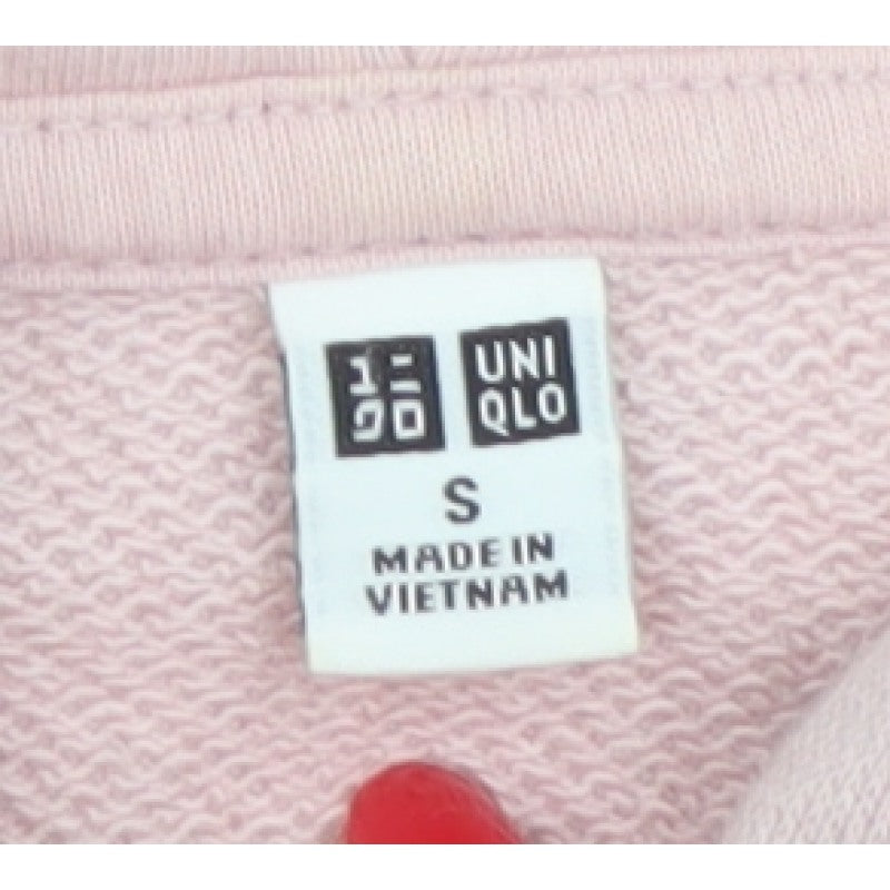 UNIQLO Women Pink S Full Zip Hooded Cotton Blend Hoodie