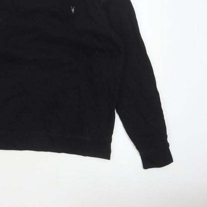 AllSaints Men’s Black Large Pullover Crew Neck Logo Sweatshirt
