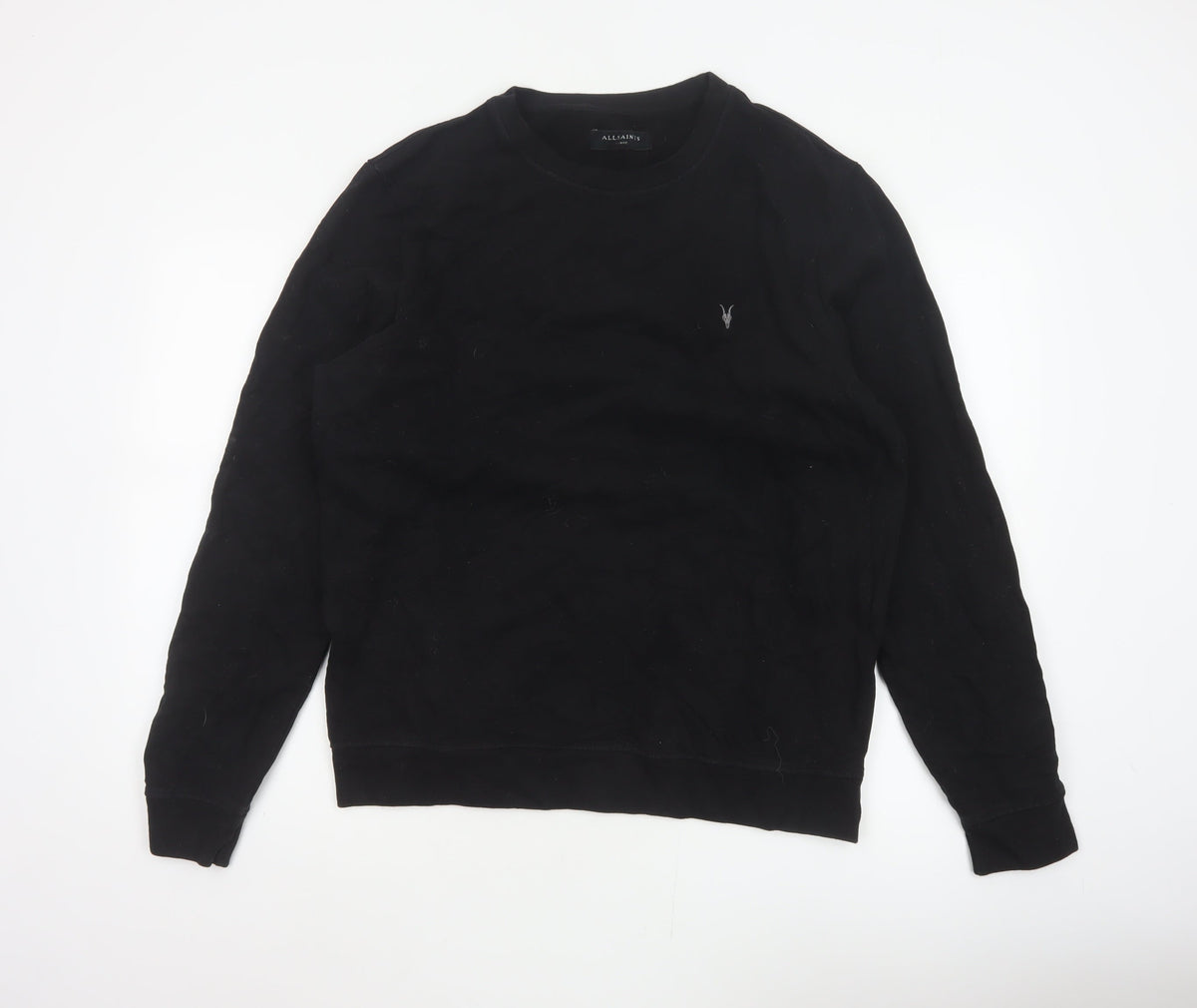 AllSaints Men’s Black Large Pullover Crew Neck Logo Sweatshirt