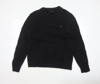 AllSaints Men’s Black Large Pullover Crew Neck Logo Sweatshirt