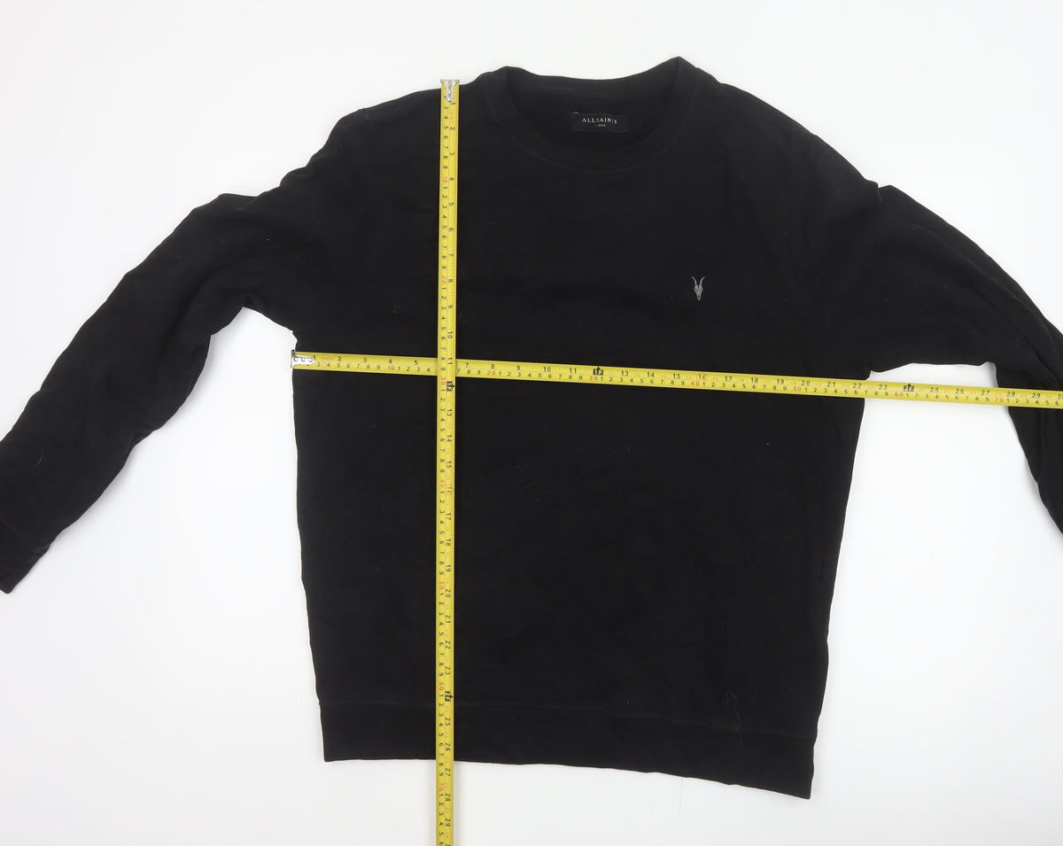 AllSaints Men’s Black Large Pullover Crew Neck Logo Sweatshirt