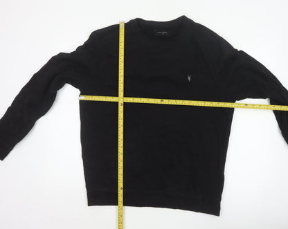 AllSaints Men’s Black Large Pullover Crew Neck Logo Sweatshirt