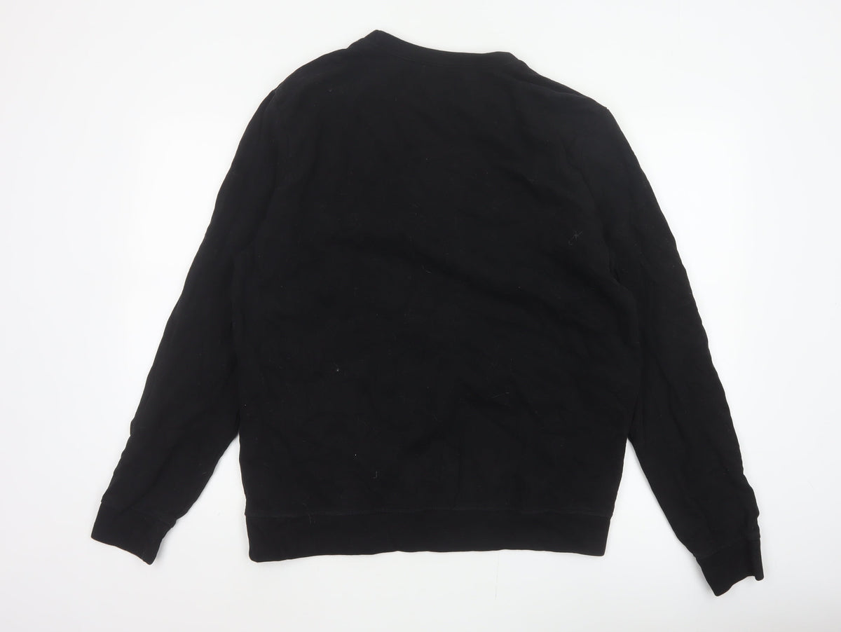 AllSaints Men’s Black Large Pullover Crew Neck Logo Sweatshirt