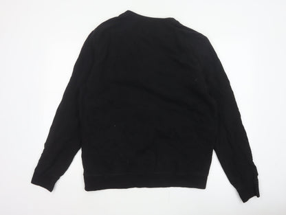 AllSaints Men’s Black Large Pullover Crew Neck Logo Sweatshirt