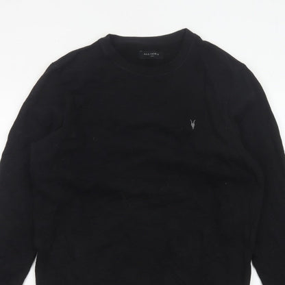 AllSaints Men’s Black Large Pullover Crew Neck Logo Sweatshirt