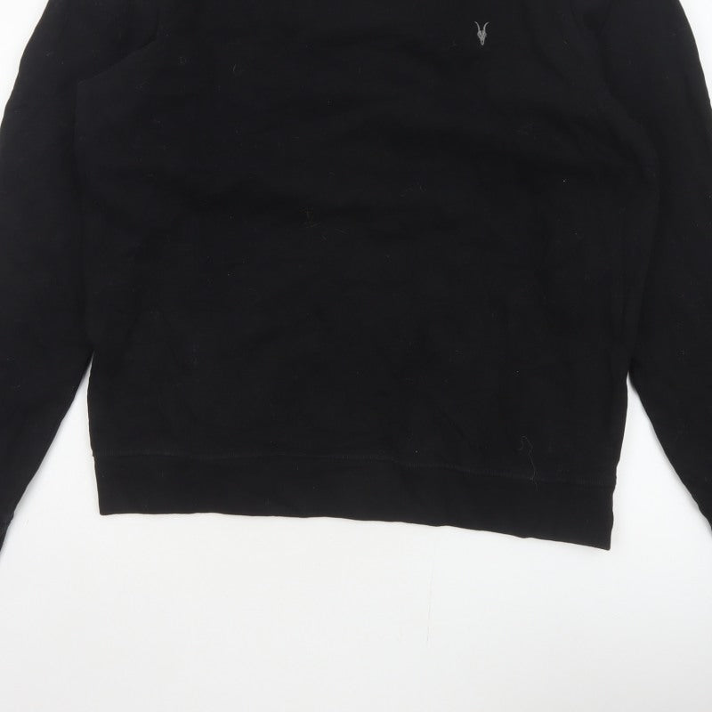 AllSaints Men’s Black Large Pullover Crew Neck Logo Sweatshirt