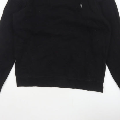 AllSaints Men’s Black Large Pullover Crew Neck Logo Sweatshirt