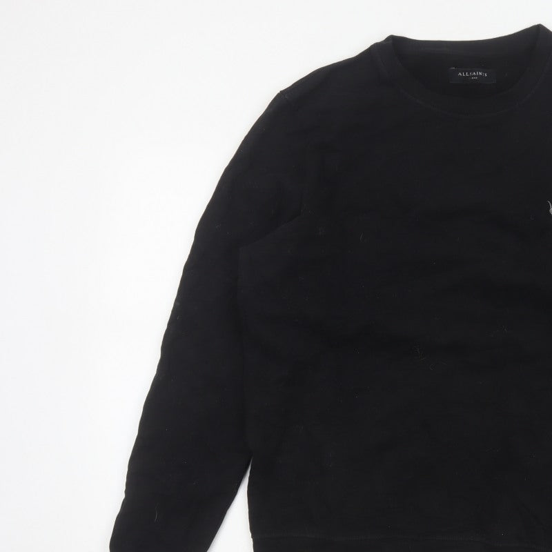 AllSaints Men’s Black Large Pullover Crew Neck Logo Sweatshirt
