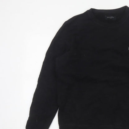 AllSaints Men’s Black Large Pullover Crew Neck Logo Sweatshirt