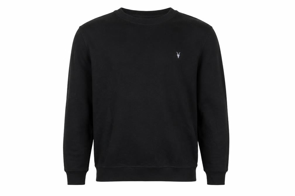 AllSaints Men’s Black Large Pullover Crew Neck Logo Sweatshirt