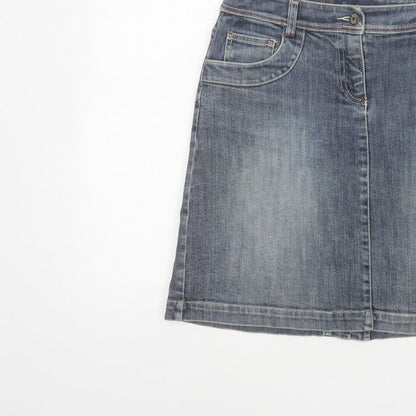 Boden Women's Blue UK 8 A-Line Knee Length Stretch Denim Skirt