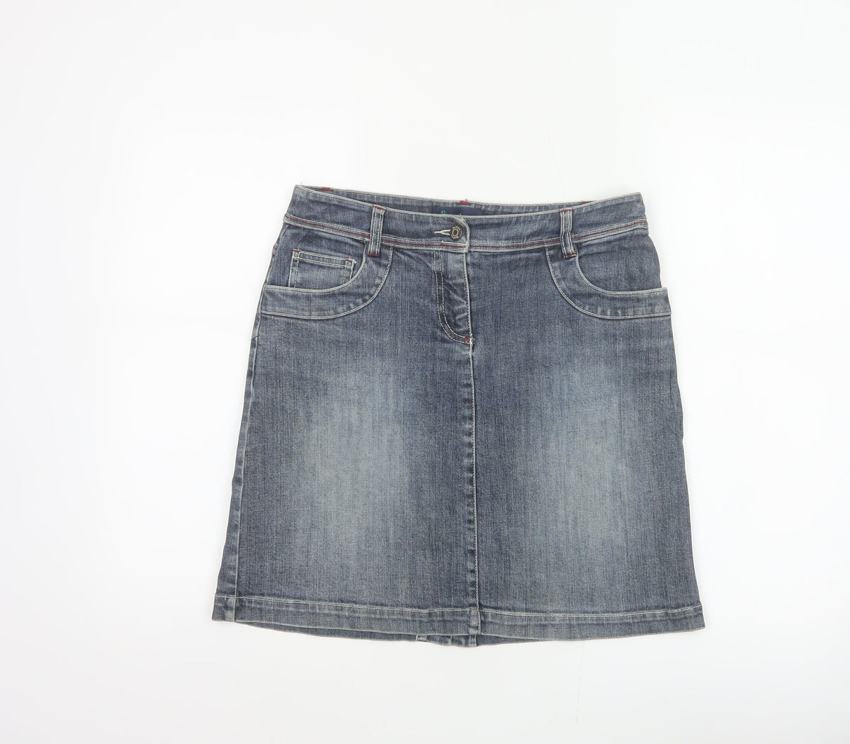 Boden Women's Blue UK 8 A-Line Knee Length Stretch Denim Skirt