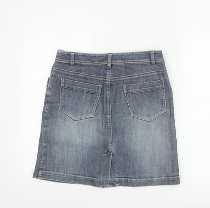 Boden Women's Blue UK 8 A-Line Knee Length Stretch Denim Skirt