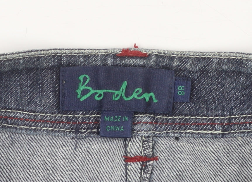 Boden Women's Blue UK 8 A-Line Knee Length Stretch Denim Skirt
