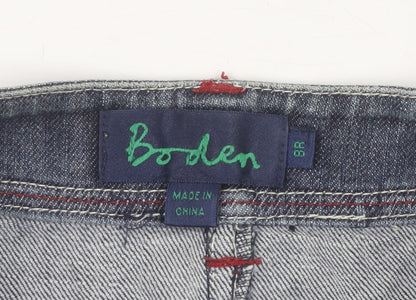 Boden Women's Blue UK 8 A-Line Knee Length Stretch Denim Skirt