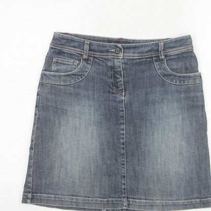 Boden Women's Blue UK 8 A-Line Knee Length Stretch Denim Skirt