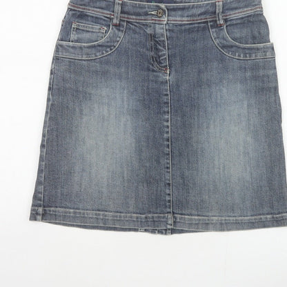 Boden Women's Blue UK 8 A-Line Knee Length Stretch Denim Skirt