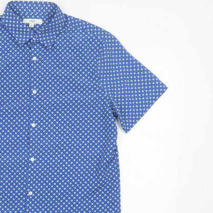 Marks and Spencer Men Blue L Geometric Short Sleeve Button-Up Shirt