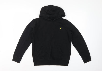 Lyle & Scott Boys Black 12-13 Years Pullover Hoodie Logo Fleece