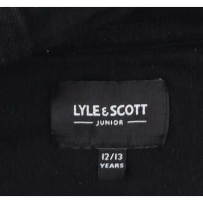Lyle & Scott Boys Black 12-13 Years Pullover Hoodie Logo Fleece