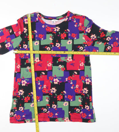 Cotton Traders Women Multicoloured UK 14 Floral 3/4 Sleeve Tunic Top