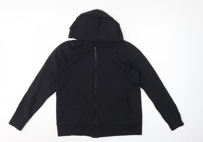 Marks and Spencer Women Black UK 12 Full Zip Hooded Cotton Hoodie