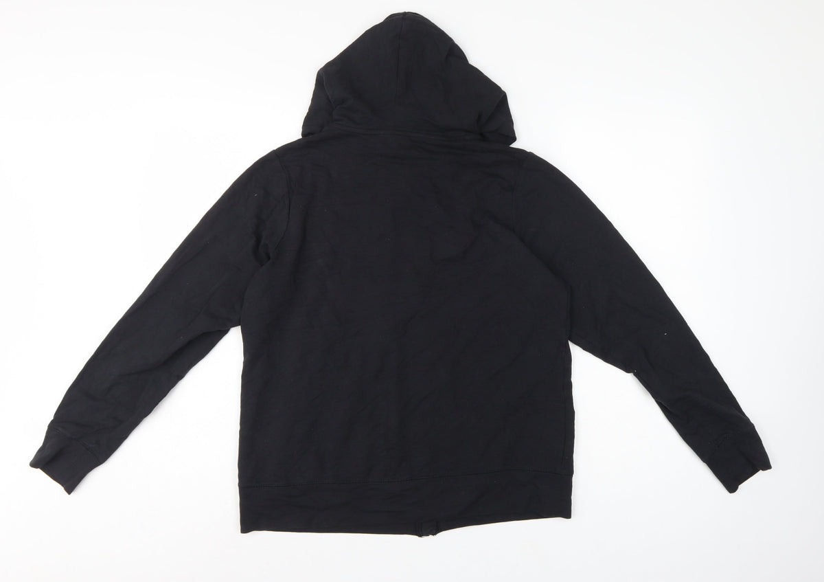Marks and Spencer Women Black UK 12 Full Zip Hooded Cotton Hoodie