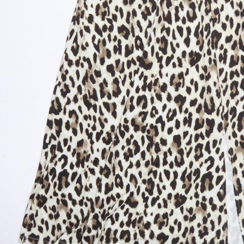 Sosandar Women Beige UK 12 Leopard Print Long Fit & Flare Dress