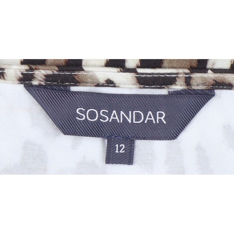 Sosandar Women Beige UK 12 Leopard Print Long Fit & Flare Dress