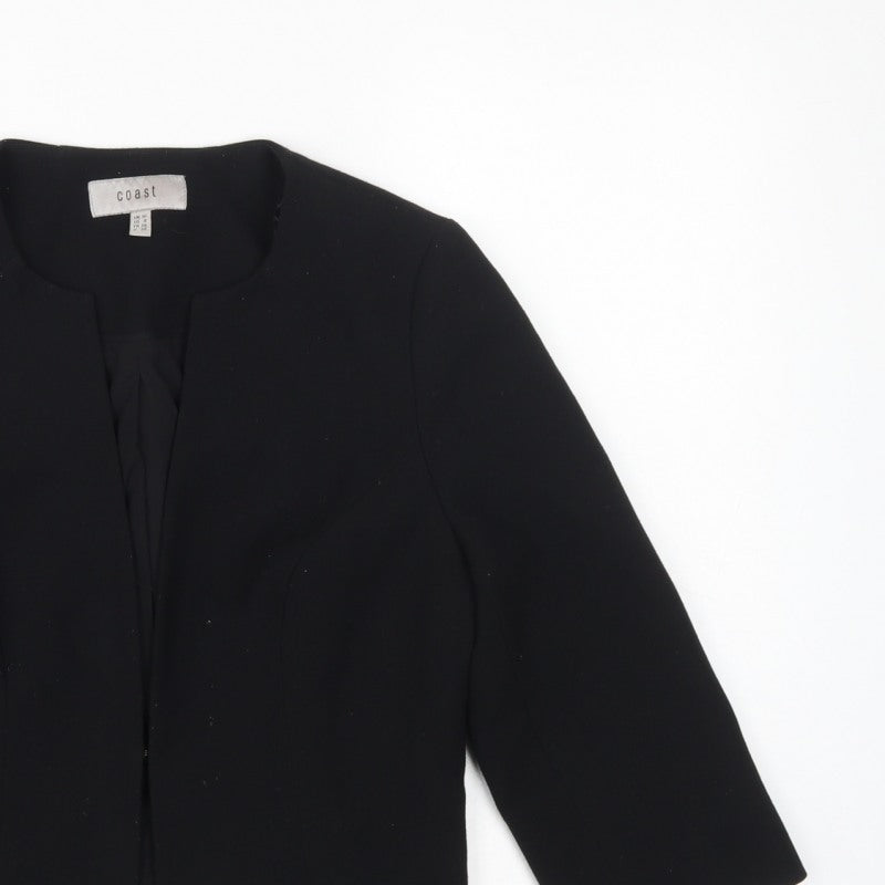 Coast Women’s Black UK 10 Tailored Lined 3/4 Sleeve Open Blazer