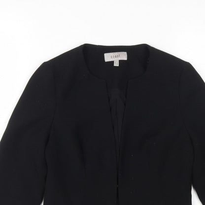 Coast Women’s Black UK 10 Tailored Lined 3/4 Sleeve Open Blazer