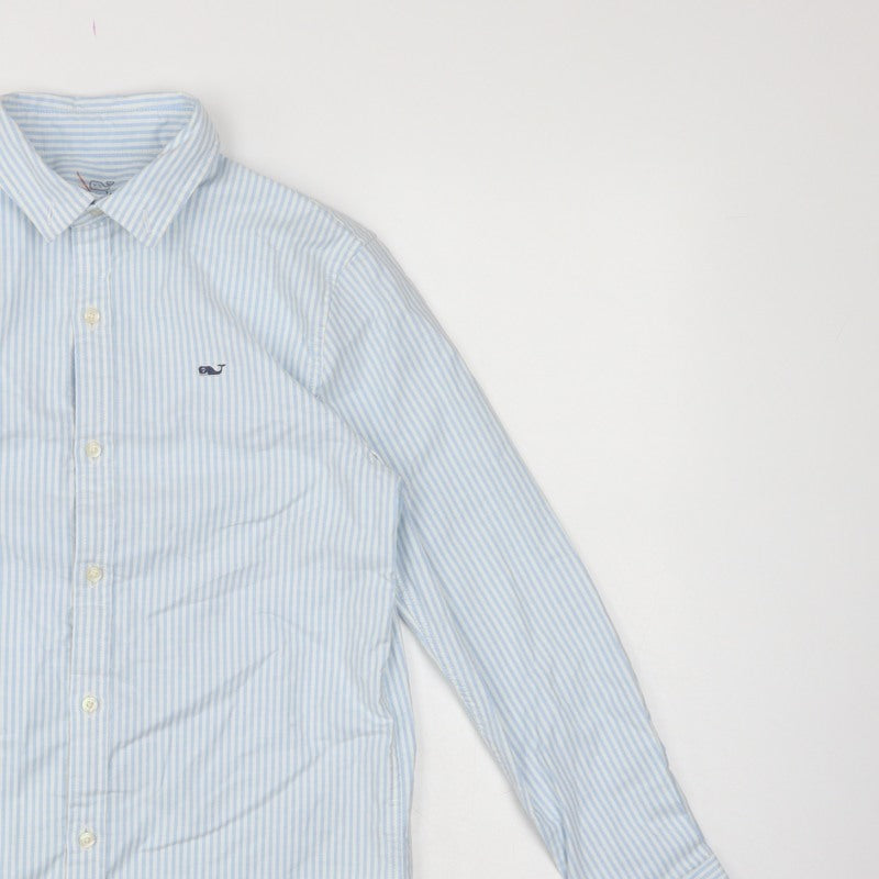 Vineyard Vines Boys Blue White Stripe M 12-13 Long Sleeve Shirt