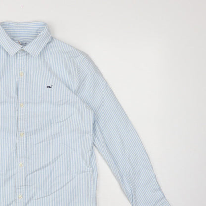 Vineyard Vines Boys Blue White Stripe M 12-13 Long Sleeve Shirt