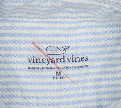 Vineyard Vines Boys Blue White Stripe M 12-13 Long Sleeve Shirt