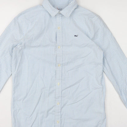 Vineyard Vines Boys Blue White Stripe M 12-13 Long Sleeve Shirt