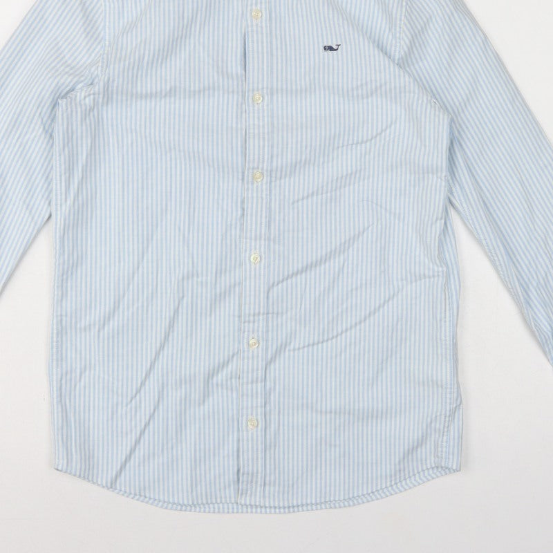 Vineyard Vines Boys Blue White Stripe M 12-13 Long Sleeve Shirt