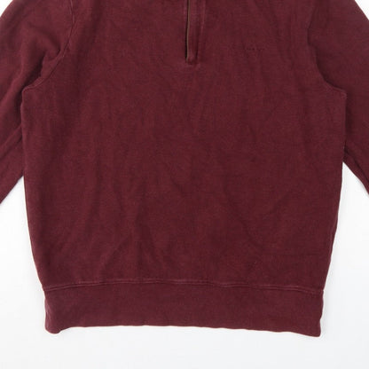 GANT Men's Red L 1/2 Zip Mock Neck Cotton Sweatshirt Logo