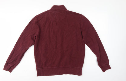 GANT Men's Red L 1/2 Zip Mock Neck Cotton Sweatshirt Logo