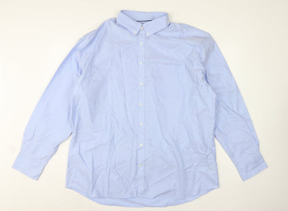 Marks and Spencer Men's Blue 18.5 Cotton Button-Down Dress Shirt