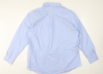 Marks and Spencer Men's Blue 18.5 Cotton Button-Down Dress Shirt