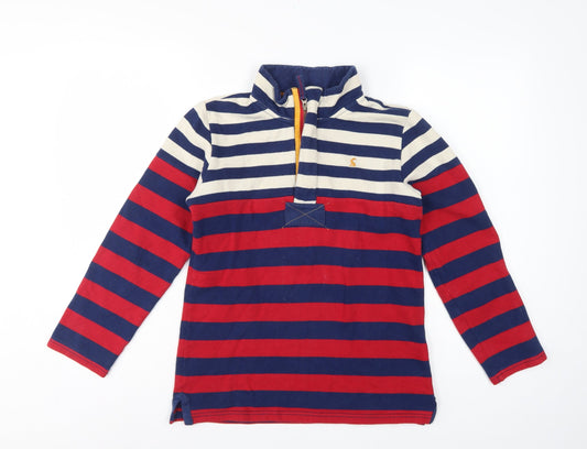 Back view of Joules girls’ multicoloured 11-12 years striped 1/4 zip rugby sweatshirt